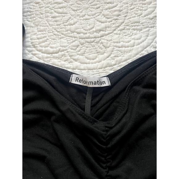 Reformation Black Esra Queen Top Long Sleeve, Ruched Size Small - Picture 3 of 6